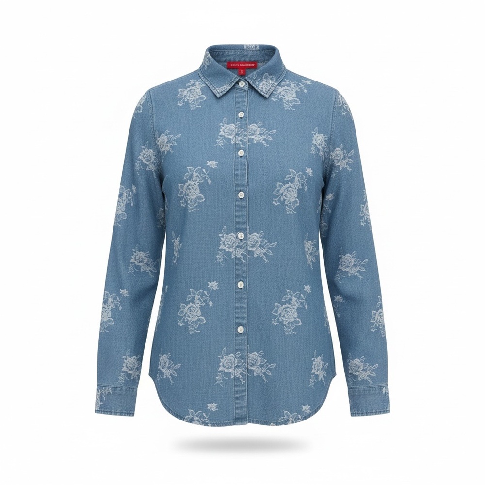 Gloria Vanderbilt Denim Button-Up Shirt
